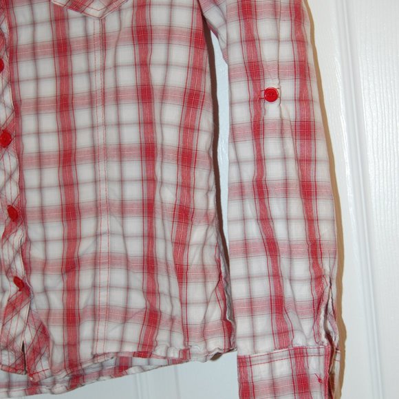 XAI 100% Cotton Women's Western Style Red Plaid Shirt Size SP - Picture 8 of 10